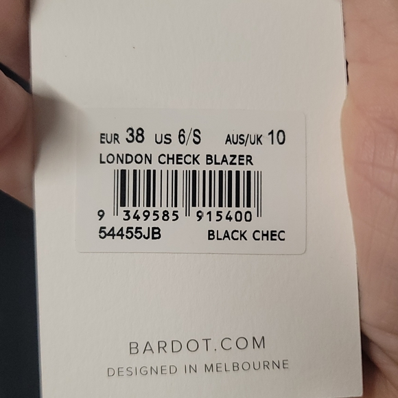 NWT Reformation Bardot Oversized Black Check Blazar SZ 6 - Picture 7 of 13